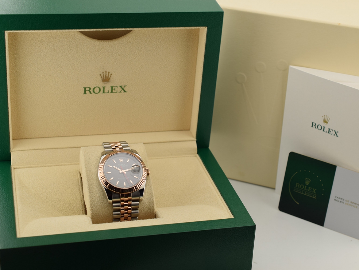 36mm Turnograph 116261 Steel & Rose Gold  Black  Dial  service Rolex