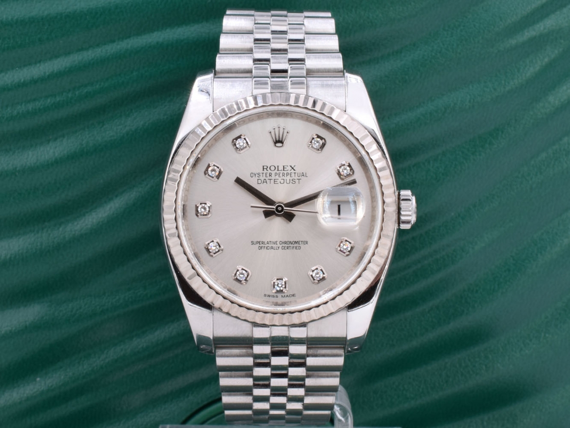116234 Silver Dial With Big Diamonds - Full Set 36mm