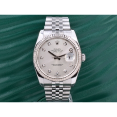 116234 Silver Dial With Big Diamonds - Full Set 36mm