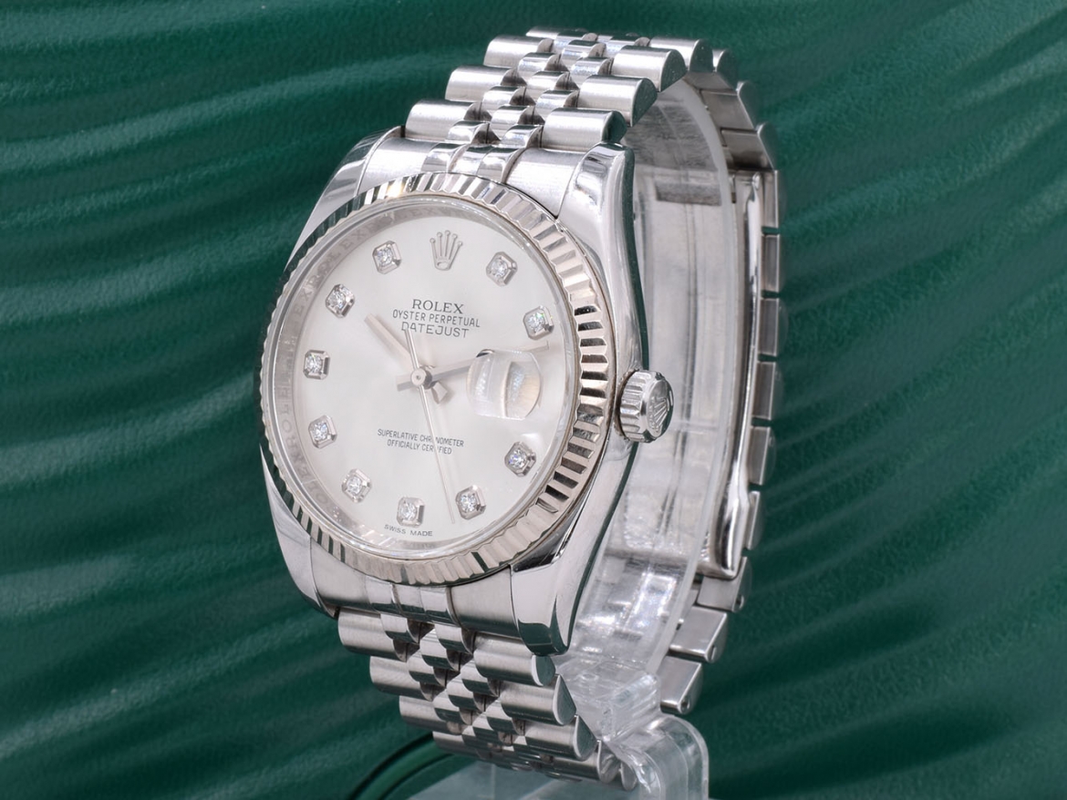 116234 Silver Dial With Big Diamonds - Full Set 36mm