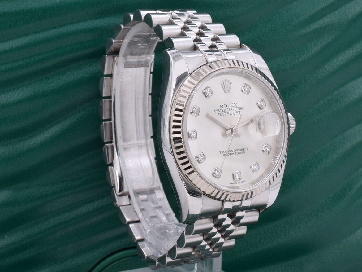 116234 Silver Dial With Big Diamonds - Full Set 36mm