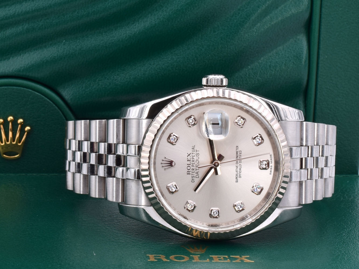 116234 Silver Dial With Big Diamonds - Full Set 36mm