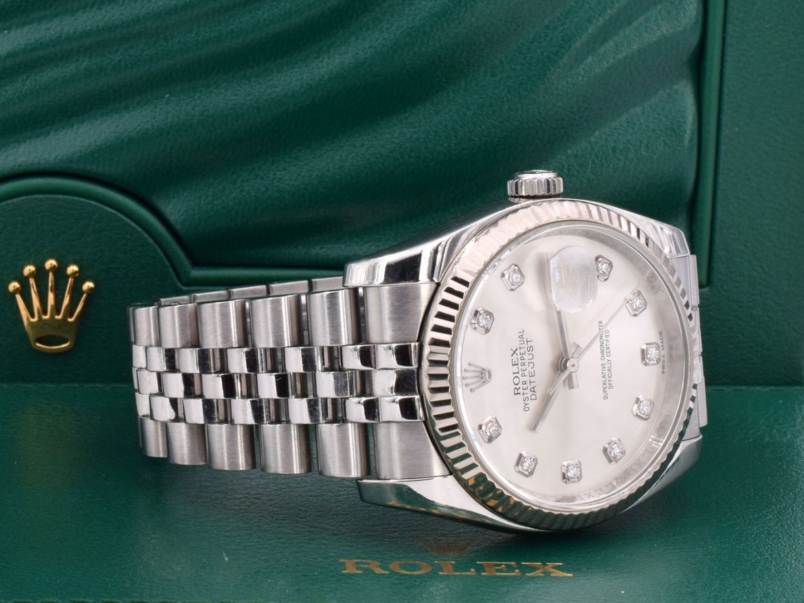 116234 Silver Dial With Big Diamonds - Full Set 36mm