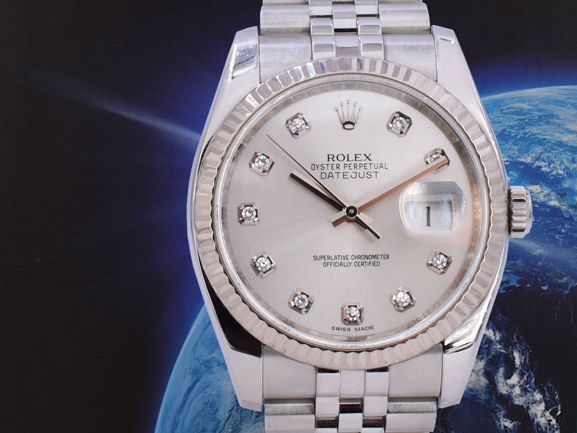 116234 Silver Dial With Big Diamonds - Full Set 36mm