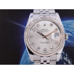 116234 Silver Dial With Big Diamonds - Full Set 36mm