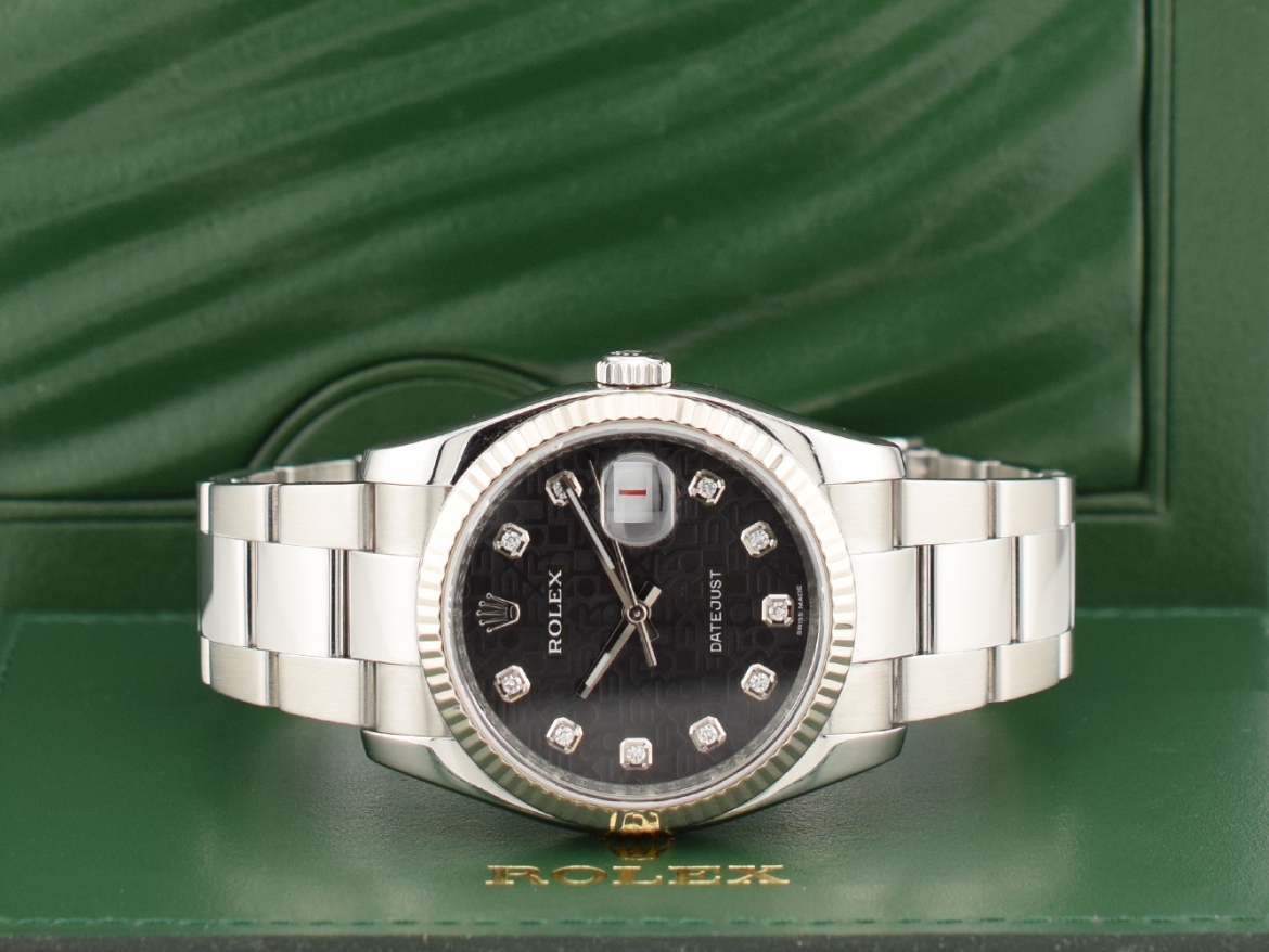 116234 Black Dial With Big Diamonds - Full Set 36mm