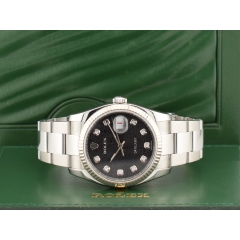 116234 Black Dial With Big Diamonds - Full Set 36mm
