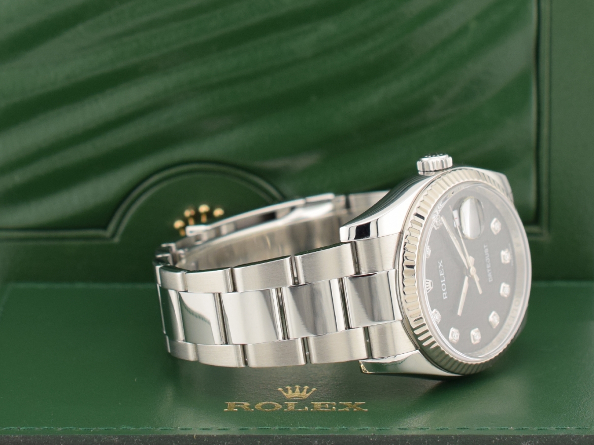 116234 Black Dial With Big Diamonds - Full Set 36mm