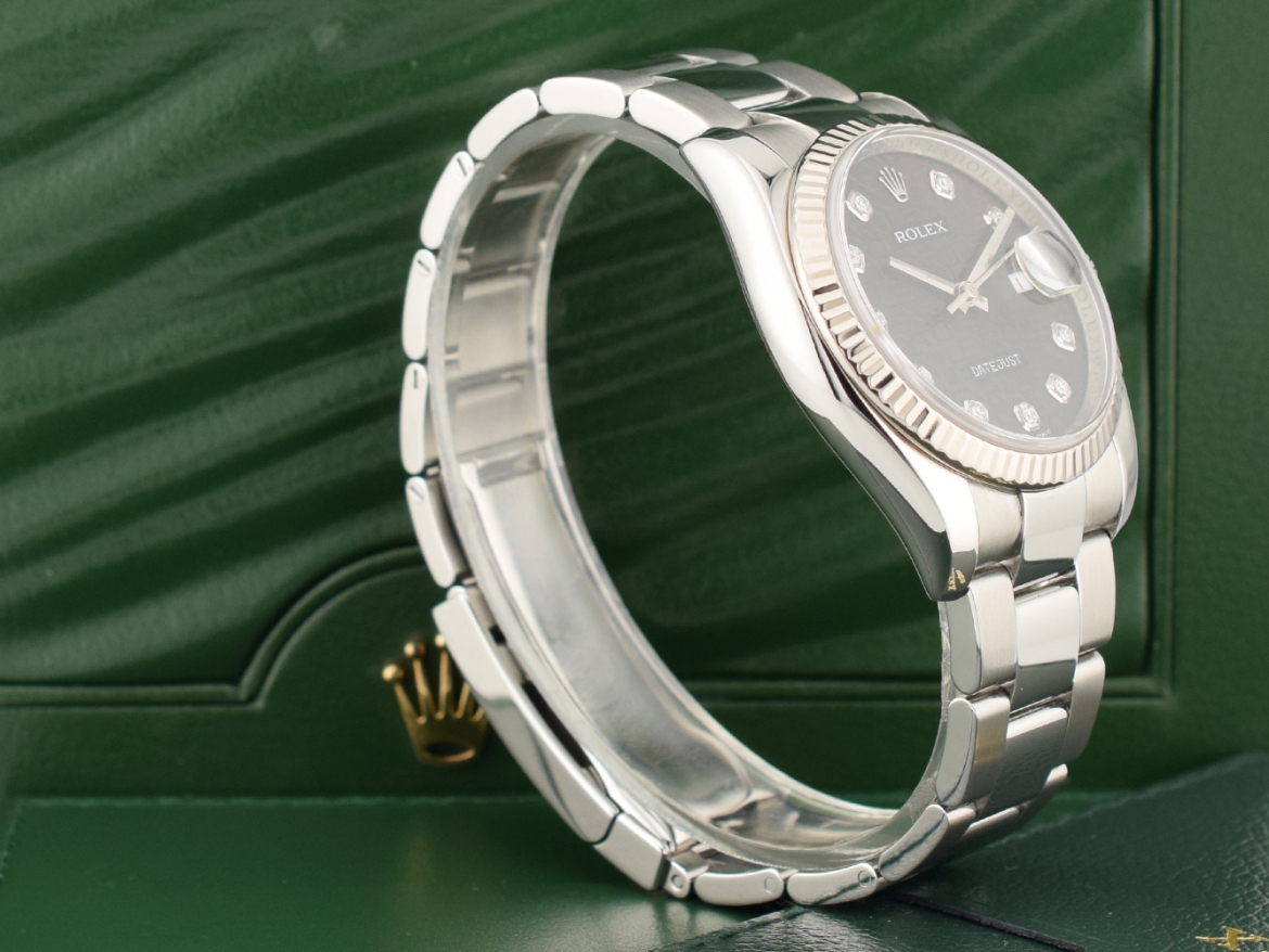 116234 Black Dial With Big Diamonds - Full Set 36mm