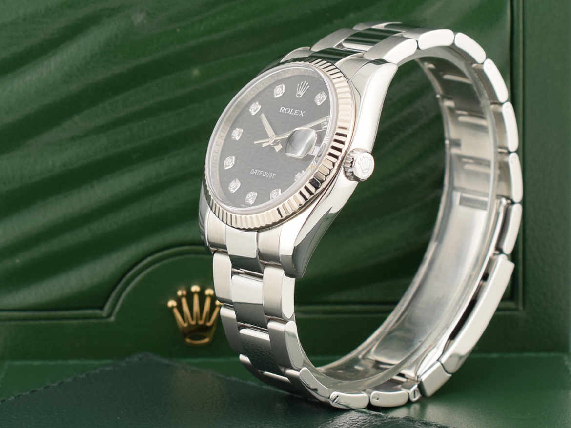 116234 Black Dial With Big Diamonds - Full Set 36mm