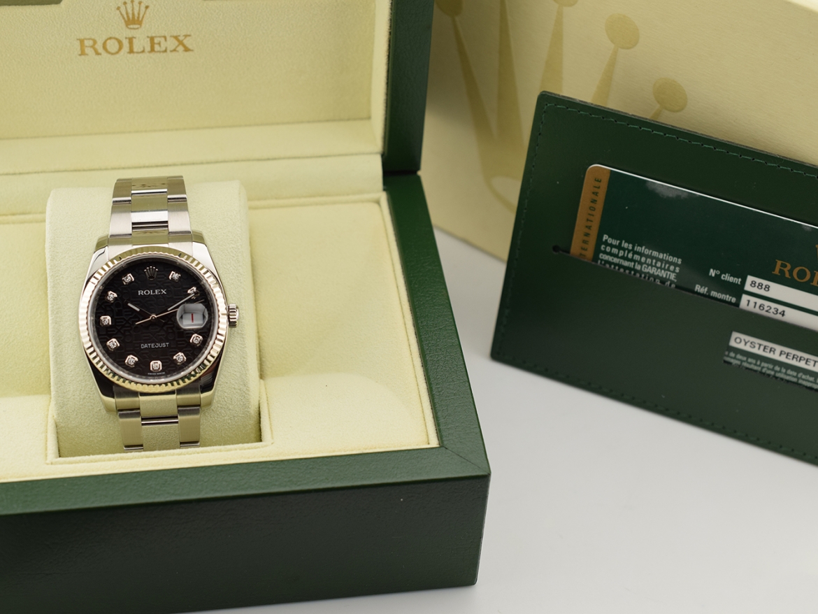 116234 Black Dial With Big Diamonds - Full Set 36mm