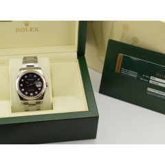 116234 Black Dial With Big Diamonds - Full Set 36mm