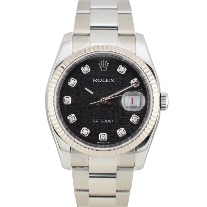 116234 Black Dial With Big Diamonds - Full Set 36mm