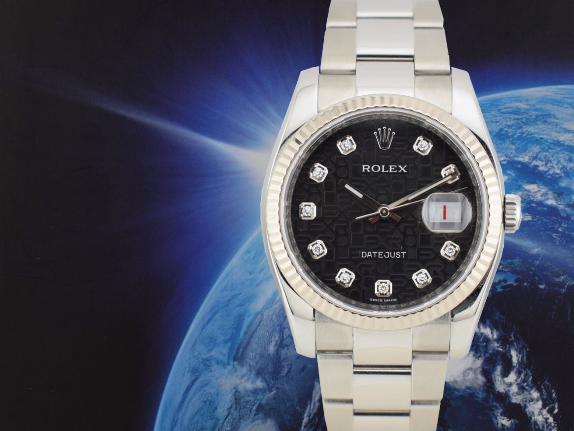 116234 Black Dial With Big Diamonds - Full Set 36mm