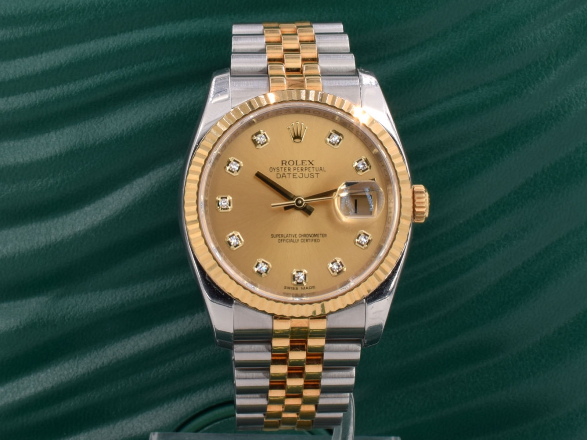 116233 Gold Dial With Big Diamonds - Full Set 36mm