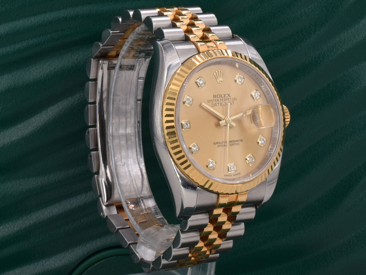 116233 Gold Dial With Big Diamonds - Full Set 36mm