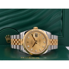 116233 Gold Dial With Big Diamonds - Full Set 36mm