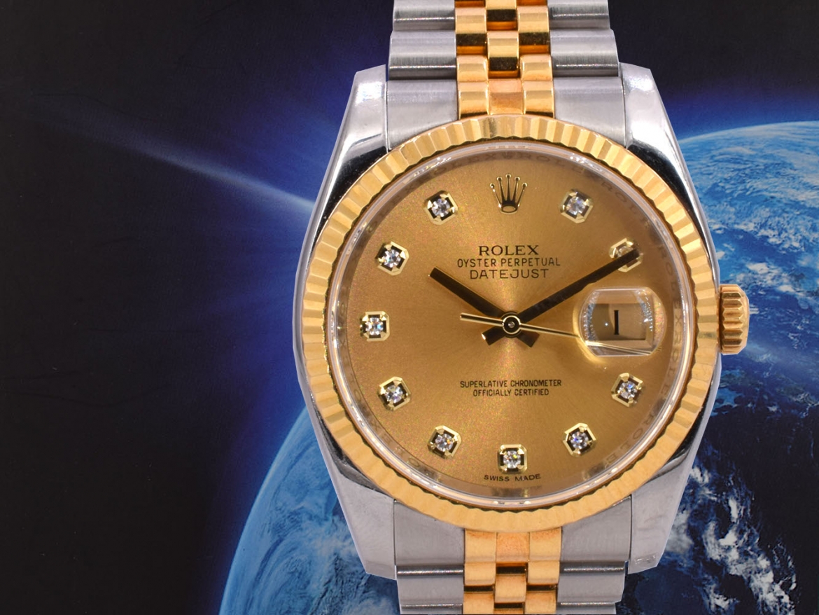116233 Gold Dial With Big Diamonds - Full Set 36mm