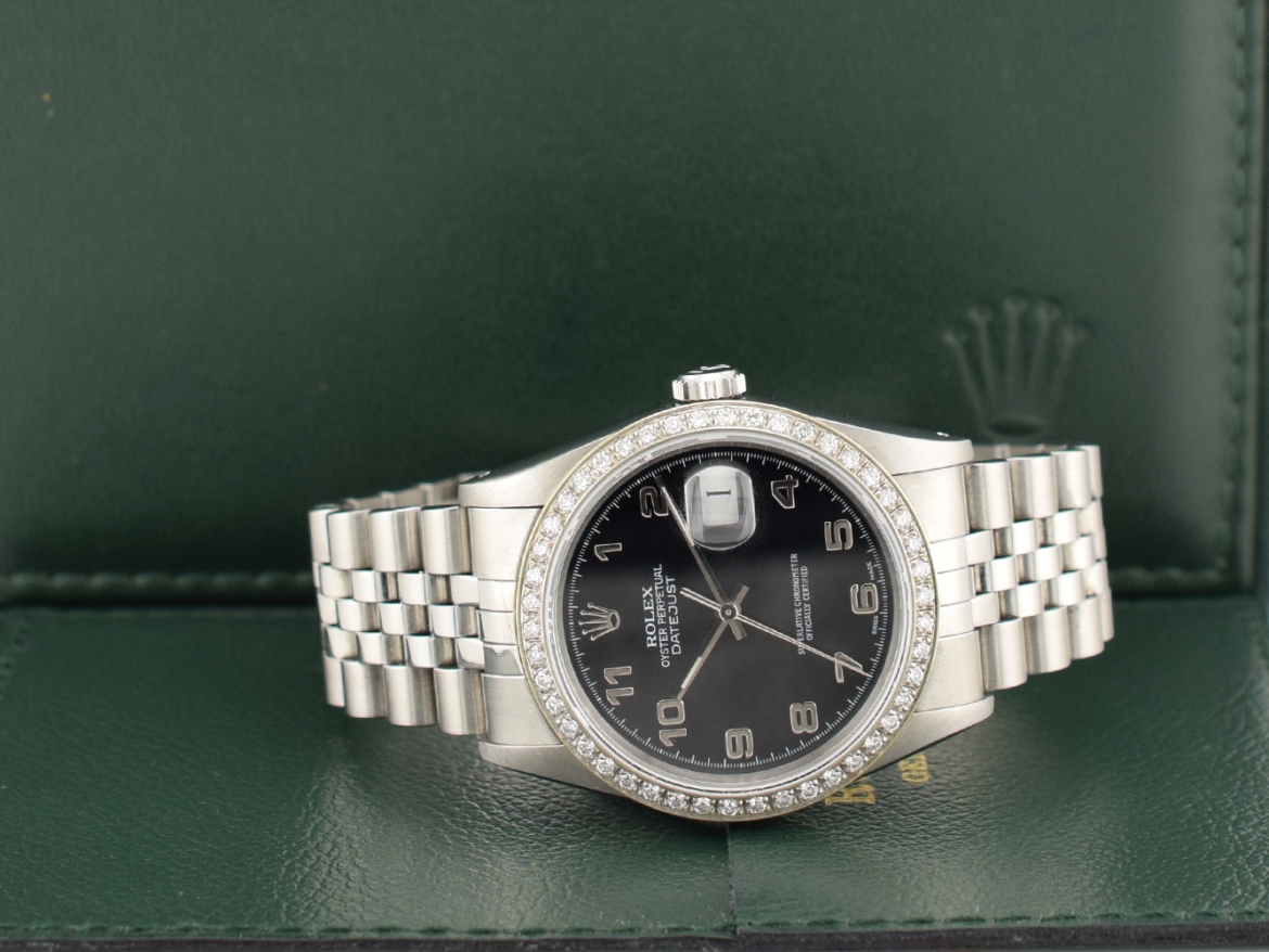 36mm ref.16234 Black Dial With After Diamonds Bezel