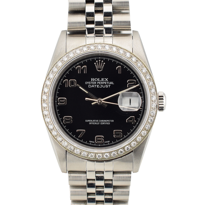 36mm ref.16234 Black Dial With After Diamonds Bezel