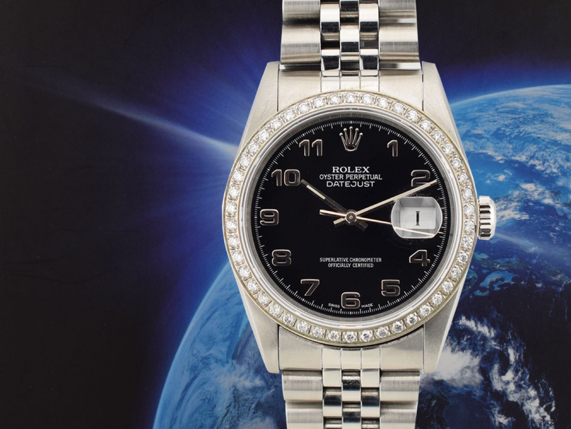 36mm ref.16234 Black Dial With After Diamonds Bezel