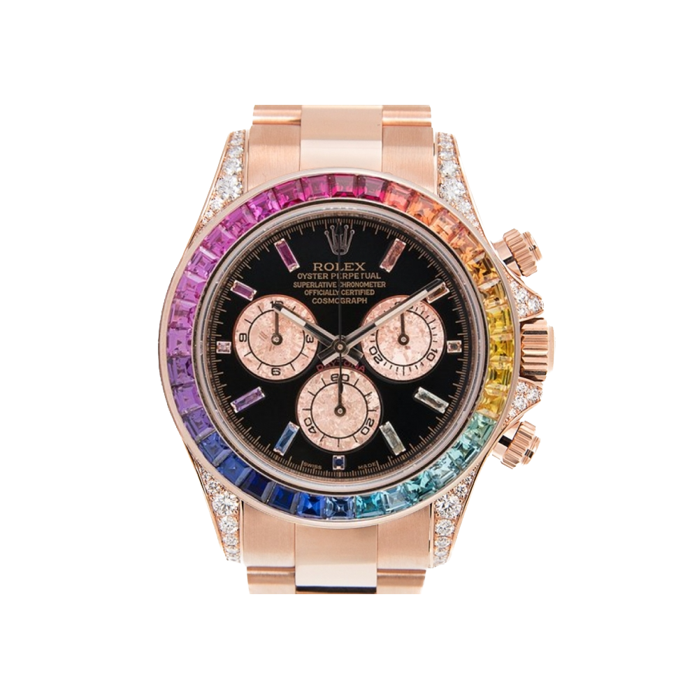 Rose Gold Diamond After Set  Rainbow Bezel