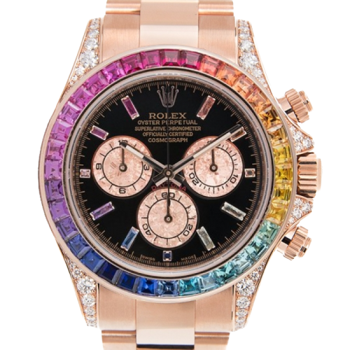 Rose Gold Diamond After Set  Rainbow Bezel