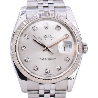 116234 Silver Dial With Big Diamonds - Full Set 36mm