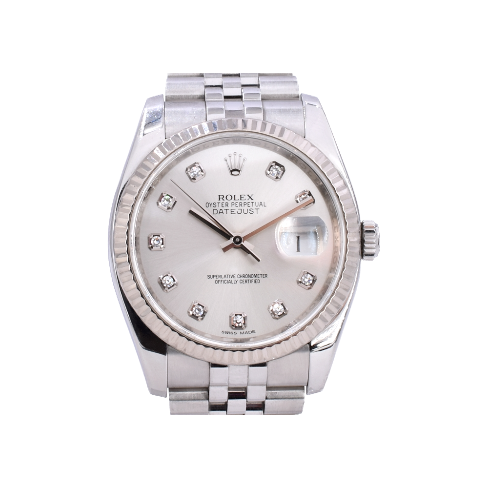 116234 Silver Dial With Big Diamonds - Full Set 36mm