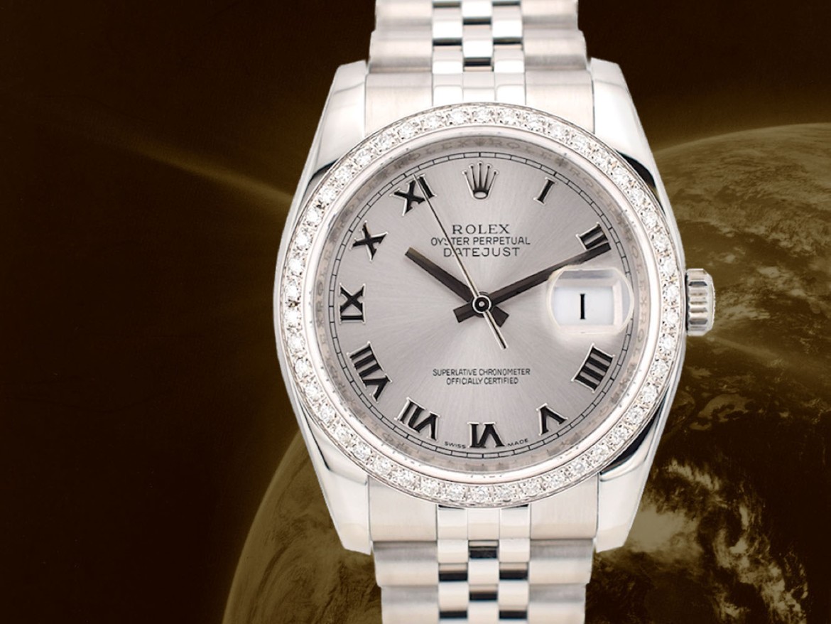 116234 Silver Roman Dial With After Diamonds Bezel - Full Set 36mm