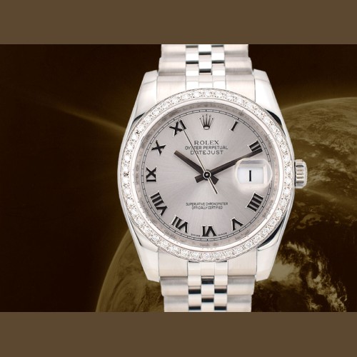 116234 Silver Roman Dial With After Diamonds Bezel - Full Set 36mm