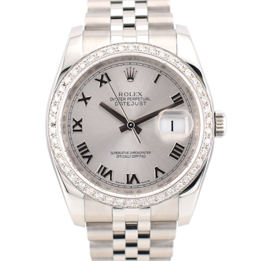 116234 Silver Roman Dial With After Diamonds Bezel - Full Set 36mm