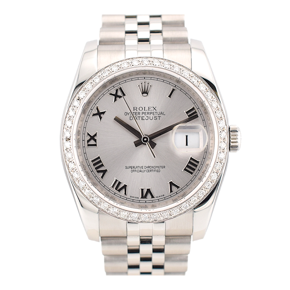 116234 Silver Roman Dial With After Diamonds Bezel - Full Set 36mm