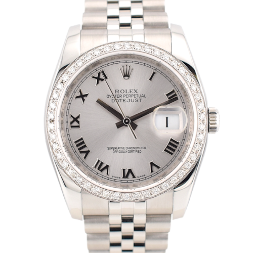 116234 Silver Roman Dial With After Diamonds Bezel - Full Set 36mm