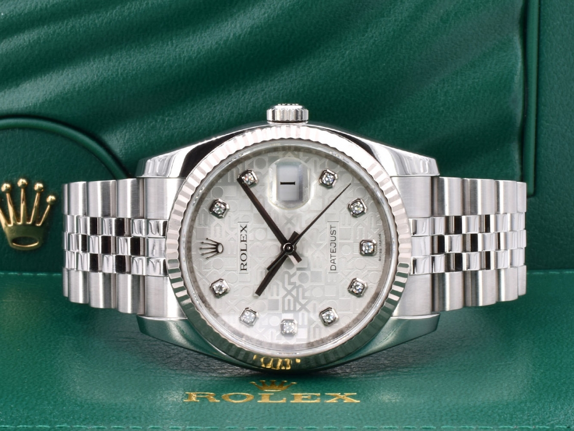 116234 White Jubilee Dial With Big Diamonds - Full Set 36mm