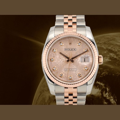 Stainless Steel - Rose Gold Jubilee Diamond Dial