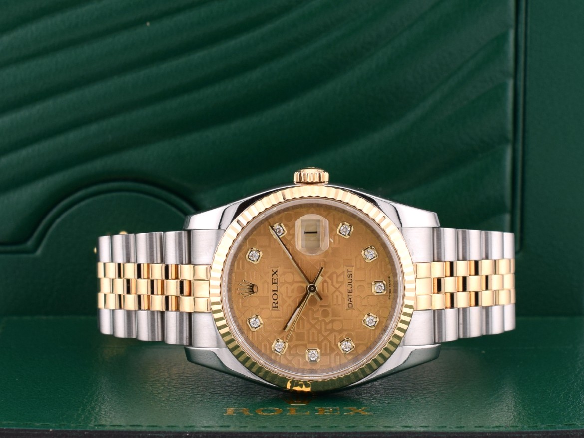 116233 36mm 2014 Gold Dial With Big Diamonds - Full Set
