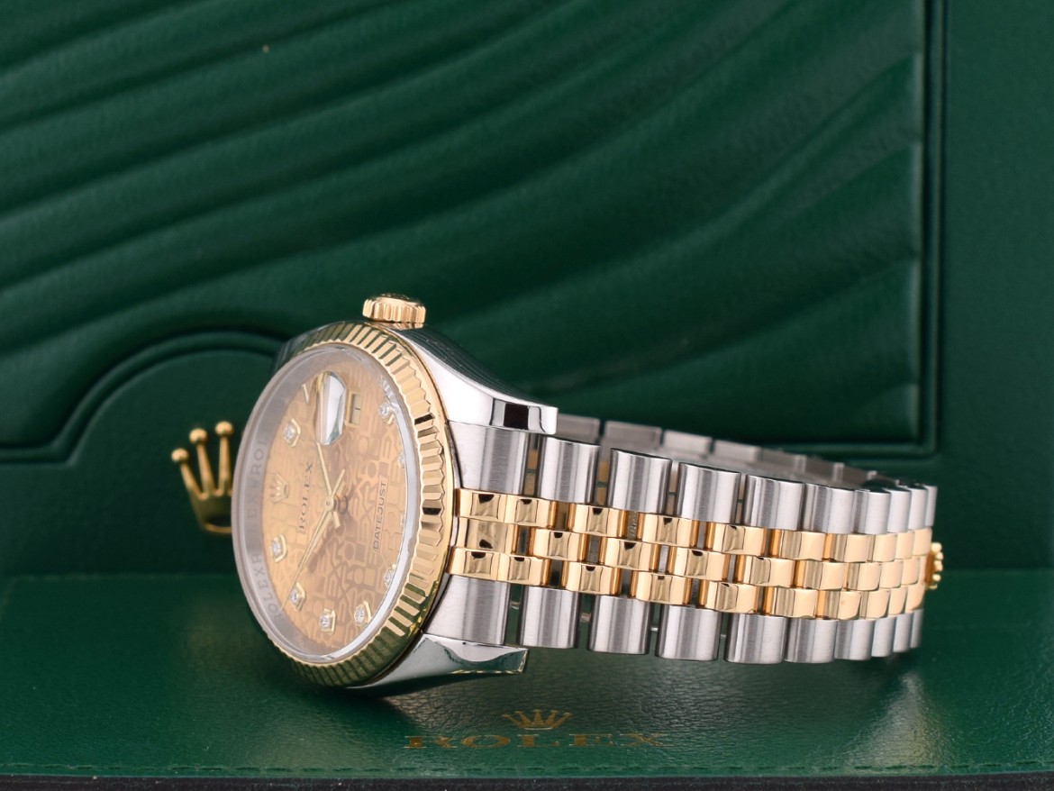 116233 36mm 2014 Gold Dial With Big Diamonds - Full Set