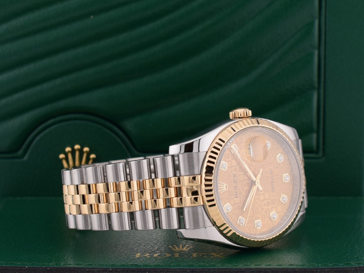 116233 36mm 2014 Gold Dial With Big Diamonds - Full Set