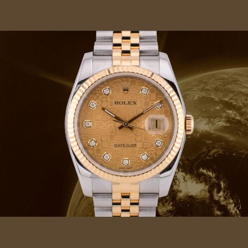 116233 36mm 2014 Gold Dial With Big Diamonds - Full Set