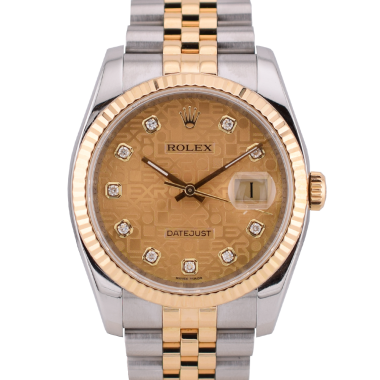 116233 36mm 2014 Gold Dial With Big Diamonds - Full Set