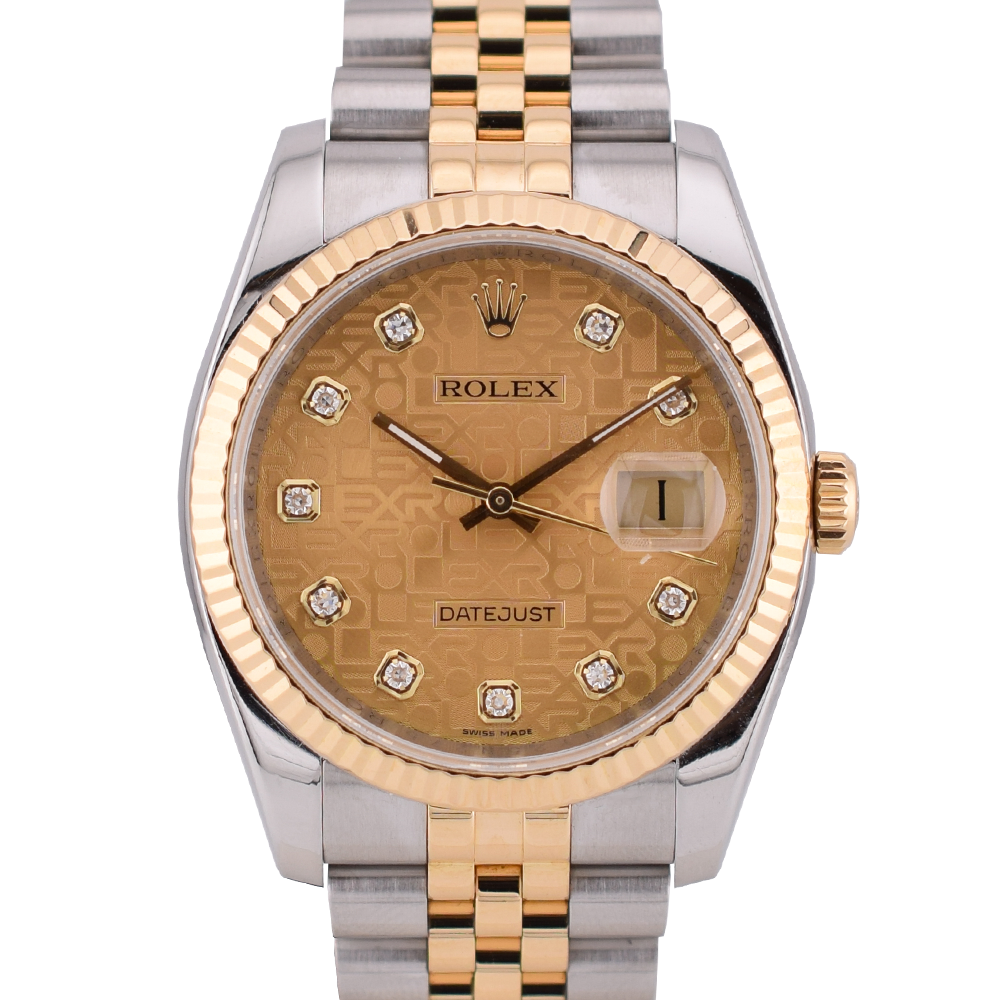 116233 36mm 2014 Gold Dial With Big Diamonds - Full Set