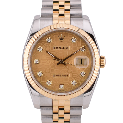 116233 36mm 2014 Gold Dial With Big Diamonds - Full Set