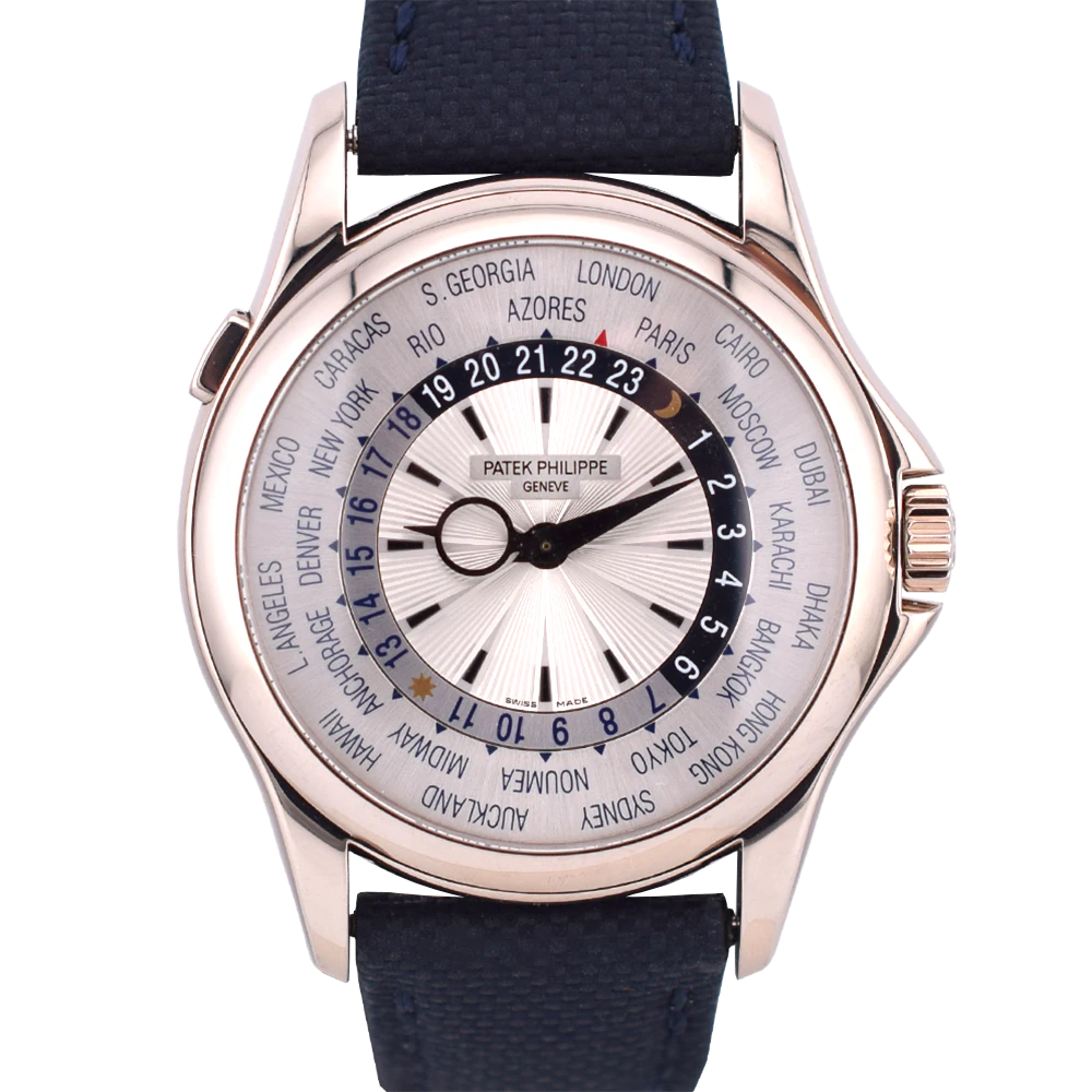 World Time  5130G White Gold Silver Dial - Like New  Full Set