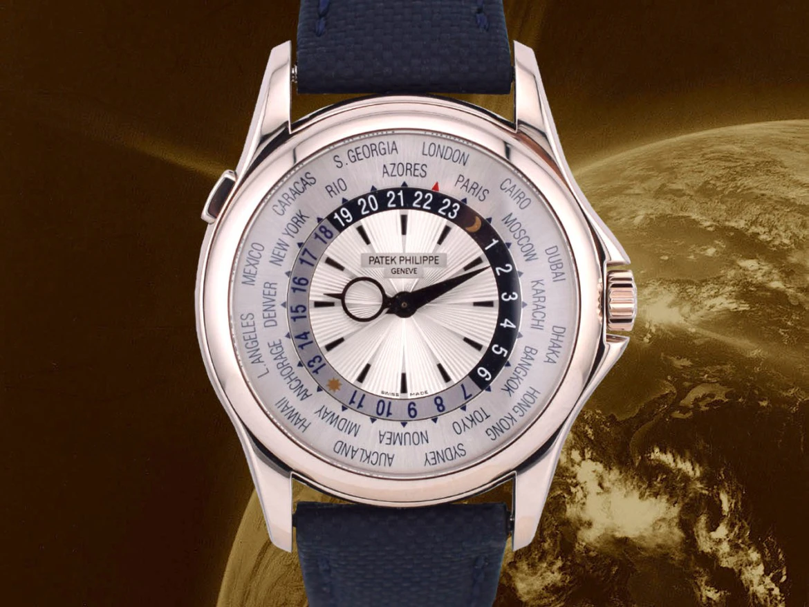 World Time  5130G White Gold Silver Dial - Like New  Full Set