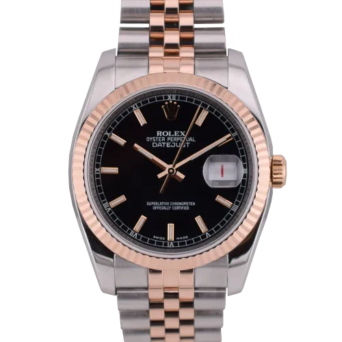 116231 Steel & Rose Gold 36mm - Black Dial - Full Set 2017