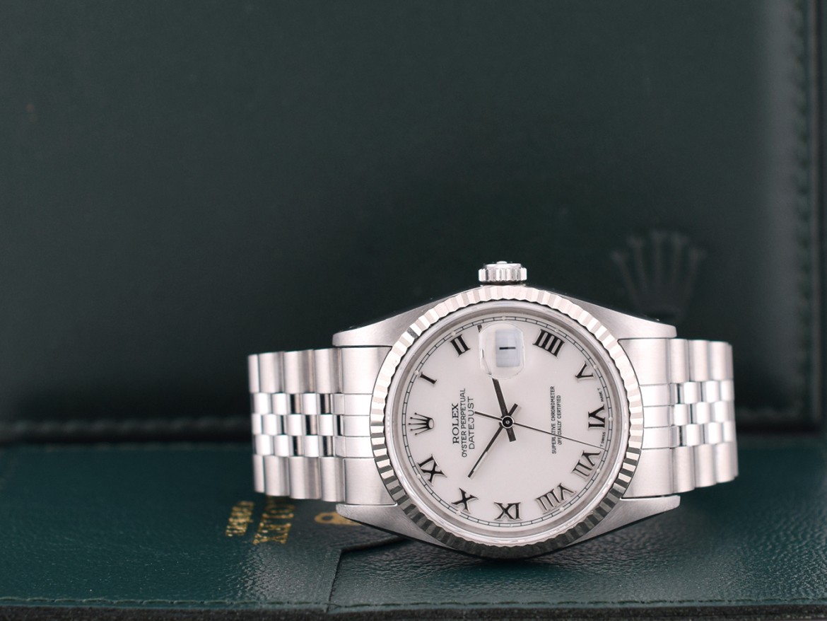16234 36mm White Roman Dial Box-Paper 1993