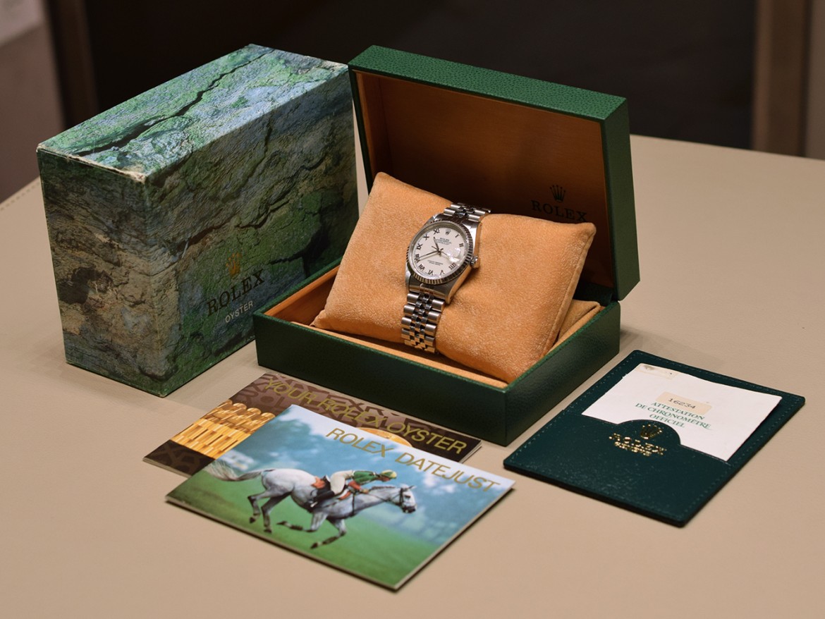 16234 36mm White Roman Dial Box-Paper 1993